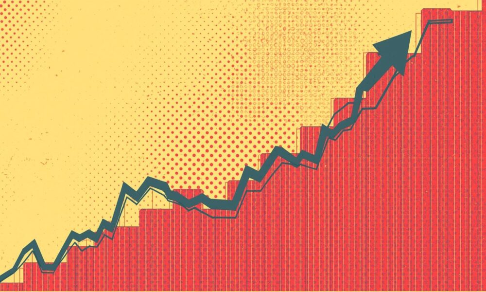 India life insurance growth chart with upward trend, professional finance news style